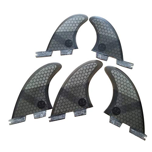 UPSURF Tabla de Surf FCS II Aletas Fibra de Vidrio Tri - Quad Fin Set Tener Panal para Surf Paddle Board (Gris G5+GL)