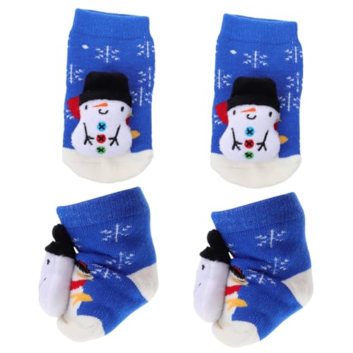 NOLITOY Cute Baby Socks 2 Pairs Christmas Themed Boys and Girls Socks Soft Cotton Warm Keeping Easy to Put on Perfect Christmas Present for Boys and Girls