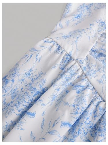 Milumia Girl's Floral Ruched Maxi Cami Dress Elegant Smocked Ruffle Flared Long Dresses4