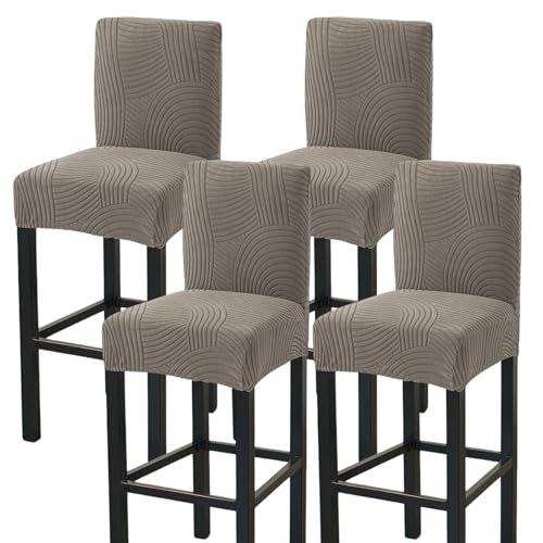 Image of HAOYONG Bar Stool Covers, Stretch Counter Stool Pub Chair Slipcover Washable Counter Height Chair Covers for Kitchen Dining Room Cafe Set of 4 (Coffee)