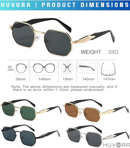 Image of Retro Hexagonal Designer UV Protected Unisex Oval Sunglasses for Men Women | Stylish UV400 Protection Metal Frame Branded Geometric Goggles for Driving Fashion Party Sqaure Shades