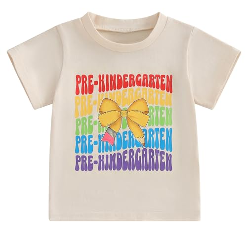 Girls Back to School T-Shirt Toddler Short Sleeve Crewneck Letters Print Summer Tee Tops Kids Clothes 2T 3T 4T 5T
