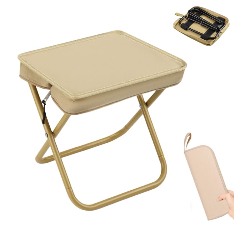 Taburete Plegable, Silla Plegable Camping, Banqueta Plegable Portatil con Bolsa de Transporte, Taburetes Plegables para Actividades al Aire Libre como Pesca,Senderismo,Camping,Soporta 180KG