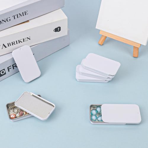 Image of 70 Pack White Slide Top Tin Containers, Mini Metal Tin Box with Slide Lid, Empty Lip Balm Containers for DIY Projects, Pills, Candies, Jewelry (2.36 x 1.34 x 0.43 Inch)