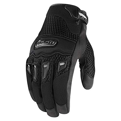 Icon Twenty-Niner Motorcycle Gloves Black Mesh Street Sport Cruiser Riding Gloves (XX-Large)