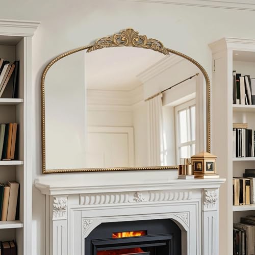 Micasso Large Gold Antique Mirror: 40"x 30" French Baroque Arched Mirror - Traditional Ornate Vintage Mirrors for Wall/Mantel/Entryway/Bathroom/Hallway - Home Decor for Living Room Micasso Large Gold Antique Mirror: 40"x 30" French Baroque Arched Mirror - Traditional Ornate Vintage Mirrors for Wall/Mantel/Entryway/Bathroom/Hallway - Home Decor for Living Room