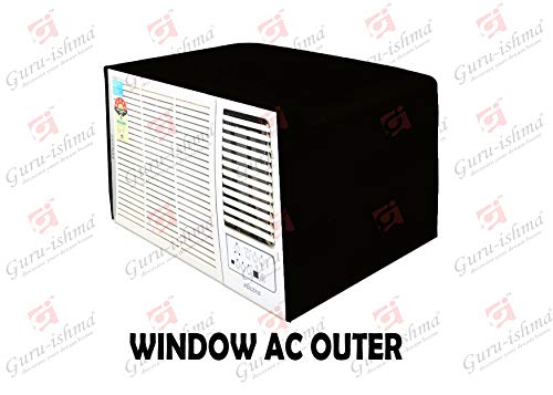 Image of Waterproof Polyester Window AC Cover 1.5 Ton - Indoor & Outdoor Combo Set with Elastic fit | All-Weather Dustproof UV & Scratch Protection, Durable Secure Fit-(Black)
