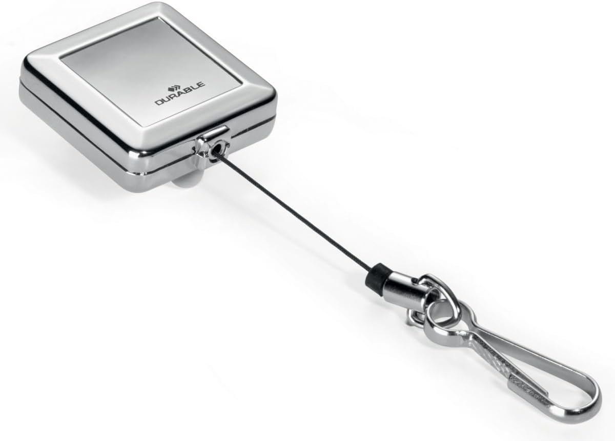 Durable Square Badge Reel - Chrome (Pack of 10)