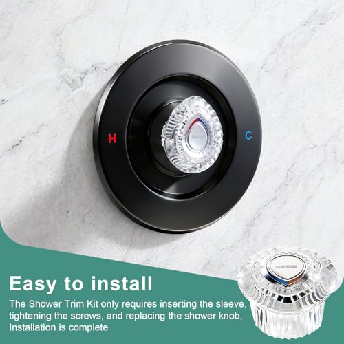 Image of T470 Shower Trim Kit, Compatible with Moen Chateau Shower Trim Kit, Single-Handle Tub /Shower Trim, Includes Escutcheon, Tubes, Screws and Shower Handle (Matte Black)
