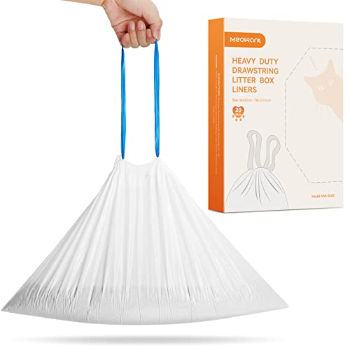 Cat Litter Box Liners, 20 Count Heavy Duty Drawstring Cat Litter Receptacles Bags For Meowant Mw-Sc01 Automatic Cat Litter Box #TOP5