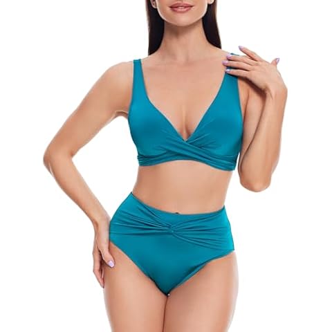iSLASISIA Twist Front High Waist Bikini Set Cover