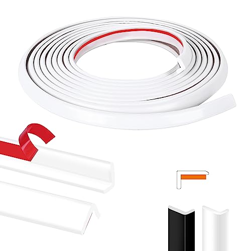 Image of Kikerike Peel and Stick Tile Edge Trim 10Ft L-Shape Outside Corner Molding Vinyl Exterior Edging Moulding for Bathroom Backsplash End Shower Wall Edges Furniture Decoration - White 10Ft(White)