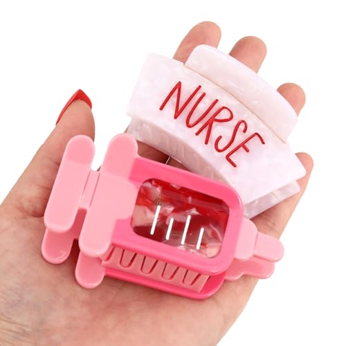 Nurse Cap Hair Claw Clip with Syringe Hair Clip Claw Set of 2 for Women Gift