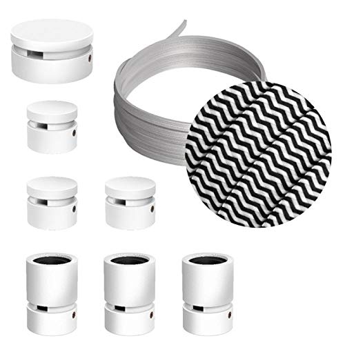 Sistema Filé Linear Kit - con cavo di 5 m per catenaria e 7 componenti in legno verniciato bianco per interni - CZ04