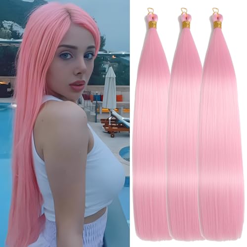 Locescsoc 24 Inch Bone Straight Braiding Hair 150g 3 Packs Straight Hair Extensions, Ariel Straight Hair Bundles