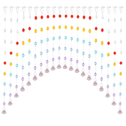 Canumer Crystal Beaded Curtain for Doorways - 20 Strings Rainbow