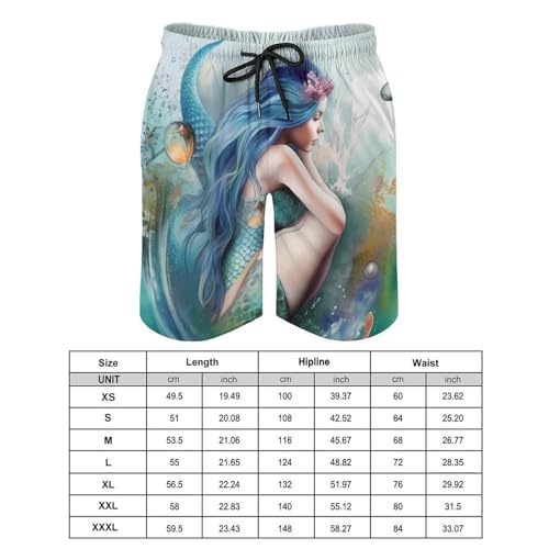 Mens Shorts Mermaid Men Swim Trunks Quick-Dry Beach Shorts with Drawstring Pocket Bathing Suit2