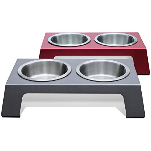 PetFusion Elevated Pet Feeder in Premium Anodized Aluminum (Short 4