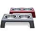 PetFusion Elevated Pet Feeder in Premium Anodized Aluminum (Short 4", Special Edition Red).  Includes 3rd bowl, shallow 1.1"