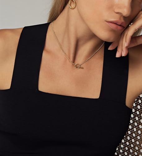 Chain Necklace for Women - Dainty Necklaces Trendy 14K Gold Plated Hypoallergenic Thin Box Herringbone Bead Chain Choker Necklace for Women Non Tarnish Simple Gold Jewelry Gift