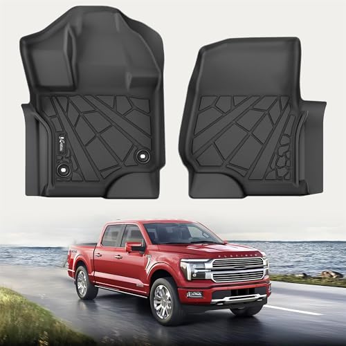 Image of KARPAL Floor Mats for 2015-2026 Ford F-150 Supercrew /Supercab (Includes 2022-2026 Lightning), Custom Fit TPE All Weather Ford F150 Accessories Front Floor Liner