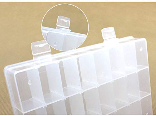 Image of 24 Girds Rectangle Clear Plastic Storage Box, Jewelry and Crafts Organizer Container with Adjustable Dividers(2 Pack)