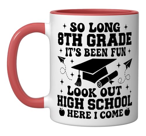Taza de cerámica graduación 8o grado 11 onzas rojo/blanco miniatura 1