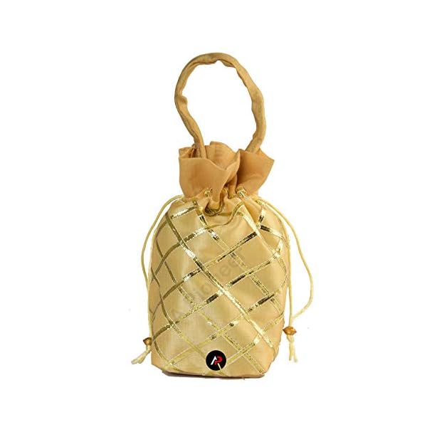 A Pioneer - (Pack of 4) |Gota Patti designed Potli Bags for women | Shagun potli Batva For Woman | Royal Clutch Batwa Bag | Bridal Potli Bag | Return Gift Bags| shagun ,Dryfruit Bag, Chocolate Bag, Party favour bags - Image 6