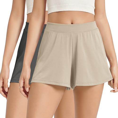 Image of ODODOS 2-Pack Ultra-Soft Modal Lounge Shorts for Women - Lightweight & Breathable Sleepwear, 3 inch Inseam