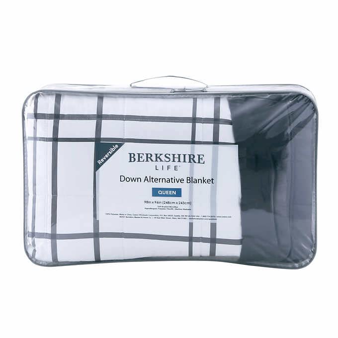 Down Alternative Comforter/ Blanket, Reversible,98 X 96in (Queen) Berkshire Life, Dark Grey