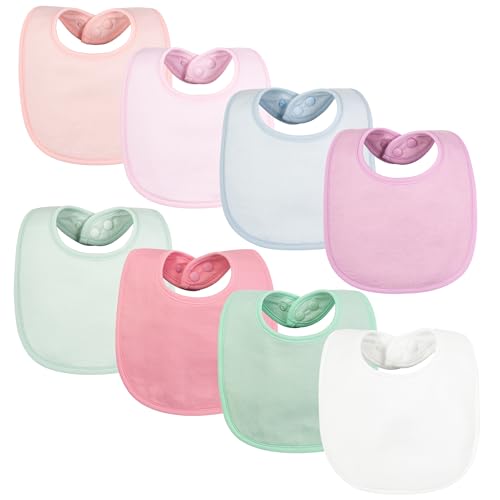 Image of Tiny Twinkle Baby Feeding Bibs 8 Pack - Waterproof and Absorbent Infant Drool and Feeding Baby Bibs