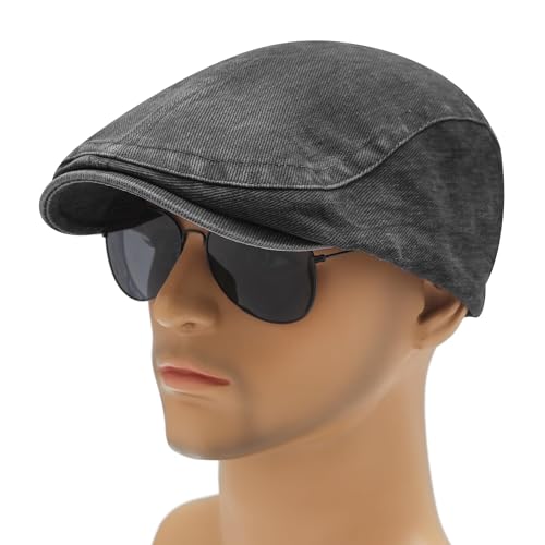 Image of ZLYC Men Cotton Flat Cap Summer Scally Ivy Gatsby Newsboy Beret Driver Cabbie Hunting Hat