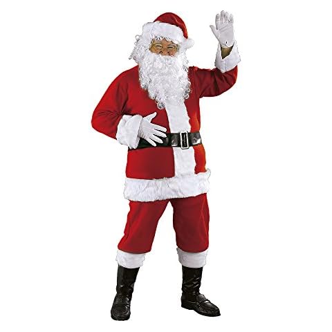 Disfraz Papa Noel Deluxe para Adultos con Traje Completo y Barba Cover