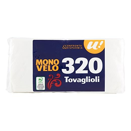 U! Confronta & Risparmia Tovaglioli Monovelo Bianchi, Confezione da 320