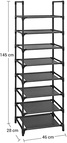 UrMsun 8 Tiers Shoe Rack 16-20 works Sturdy Shoe Shelf Non-woven Fabric Shoe Tower Organizer Cabinet Black Tall Narrow Shoe Rack (8 tiers) - Image 3