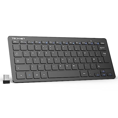 TECKNET 2.4G Wireless Keyboard For Windows/Chrome OS UK Layout Compact Mini Keyboards Small Silent Whisper-Quiet Keyboard with 12 months Battery Life (Black)