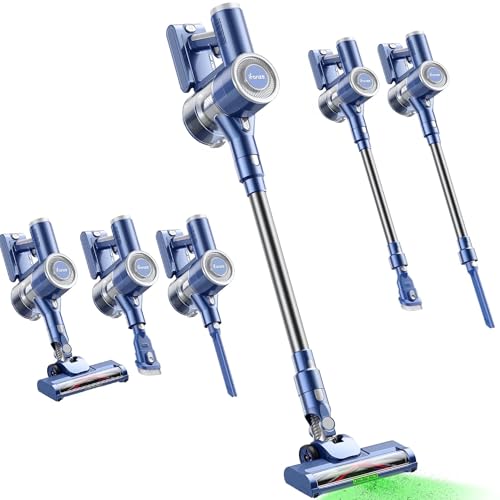 Cordless Vacuum Cleaner, 20 Kpa Powerful Suction Lightweight Stick Vacuum Cleaner?Green LED Lights Reveal Invisible Dust, Detachable Battery, 6 In 1 Handheld Vacuum For Home Hard Floor Carpet Pet Hair