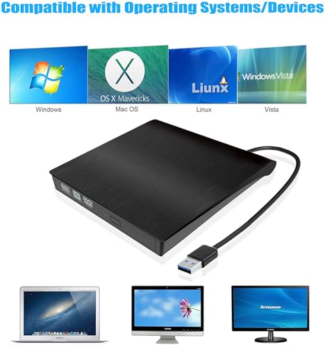 Unidad Externa Lectora y Grabadora de CD/DVD USB 3.0 Negra miniatura 4