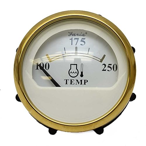 Faria Boat Temperature Gauge GP4005A | Heritage 2 Inch Gold White