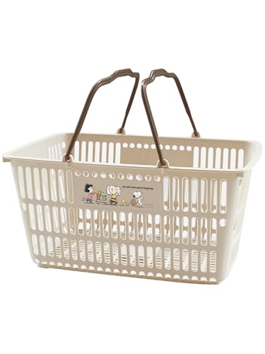錦化成 買い物かご 31L スヌーピー 約幅49.5×奥行35×高さ24cm ショッピング10 日本製 マイバスケット 軽量 丈夫 収納 ベージュ