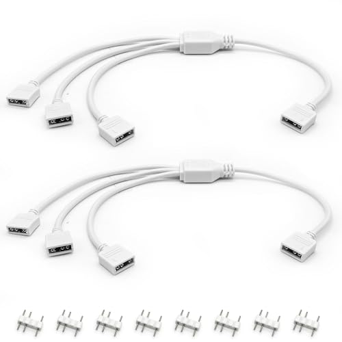 Jstincal 2PCS White ARGB Spliter Cables 5V 3-Pin Addressable RGB 1-to-3 Y Spliter Cables for Computer Chassis 1 to 3 ARGB Cables 1-to-3 ARGB Extension Cables 11.8 Inches