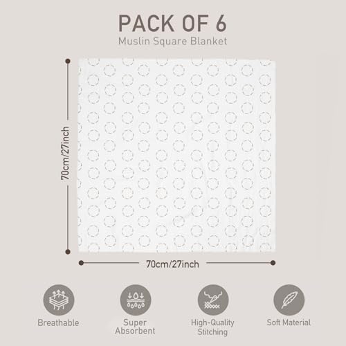 Image of GLLQUEN BABY Receiving Blanket Boy Cotton Muslin Swaddle Blankets Girl Newborn Squares Breathable & Soft Thin Baby Blankets Cloths Double Absorbent Infant Swaddling Wrap - 6 Pack (Christmas Bear)