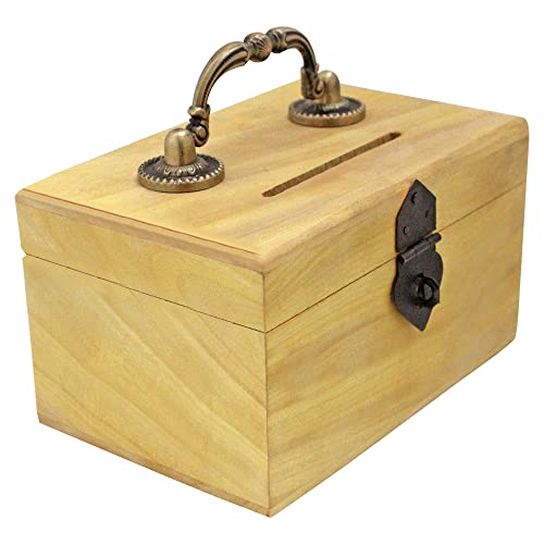 Image of ITOS365 Handmade Wooden Antique Money Bank - Coin Saving Box - Piggy Bank - Gifts for Kids, Girls, Boys & Adults