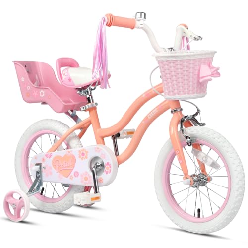 Image of Glerc Petal Girls Bike 12-18 Inch for Ages 2-9, Kids Bike with Training Wheels, Basket & Streamers, Princess Style Kids Bicycle, for Girls