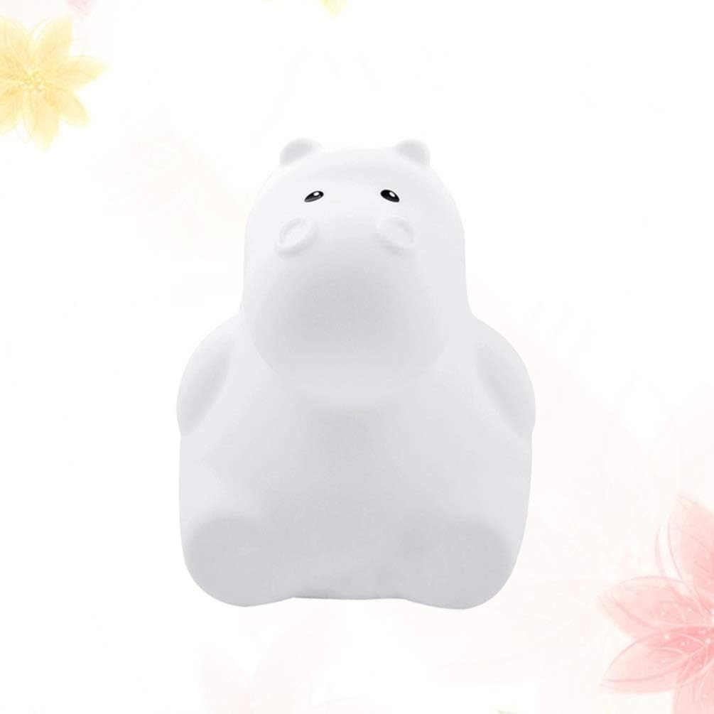 Mobestech Hippo Night Light USB Rechargeable Touch Sensor Led Bedside Lamp Soft Silicone Cartoon Animal Nightlight for Kids Bedroom Nursery