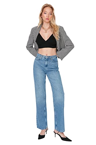 TRENDYOL Damen Trendyol Herren Hoher Bund Weites Bein der 90er Jeans,...