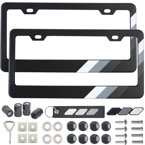 2Pcs 3-Color Aluminum License Plate Frame Kit Compatible with Toyota Vehicle Truck Trailer SUV (with 35 Accessories in 9 Types)
