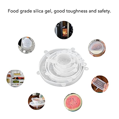 Tampas de Silicone, Tampas de Silicone, 6 Peças Tampas de Silicone Elástico Resistência a Alta Tempe