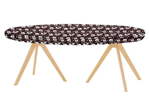 Image of The Furnishing Tree Elastic Oval Dining Table Cover WxL 36x48 in Inches Polyester Floral Pattern Brown