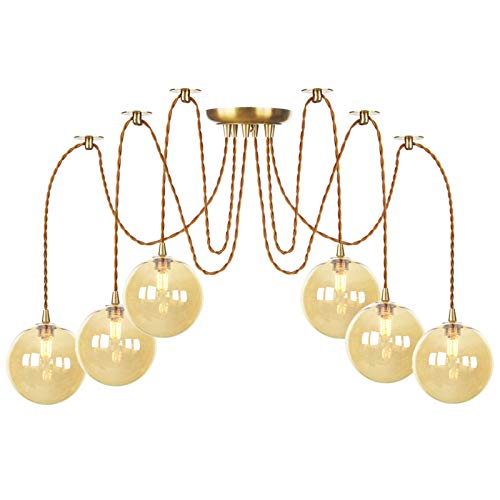 Lampes suspendues LED dorées HNVBDOPAE avec lustre en cuivre réglable à 4 ou 6 lumières